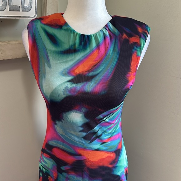 ZARA Marble Print Tulle SHOULDER PAD MIDI Dress NWT - Picture 5 of 11